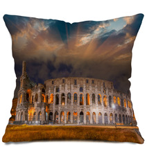 Beautiful Sunset Sky Colors Over Colosseum In Rome. Roma - Colos Pillows 62432633