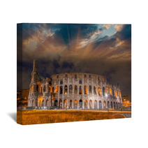 Beautiful Sunset Sky Colors Over Colosseum In Rome. Roma - Colos Wall Art 62432633