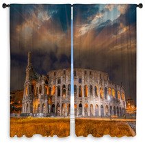 Beautiful Sunset Sky Colors Over Colosseum In Rome. Roma - Colos Window Curtains 62432633