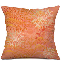 Beautiful Texture With Ornaments In Warm Colors Pillows 52988451