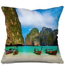 Beautiful Tropical Beach Maya Bay  Thailand Pillows 12791054