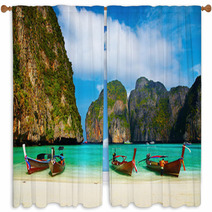 Beautiful Tropical Beach Maya Bay  Thailand Window Curtains 12791054