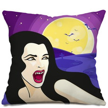 Beautiful Vampire Girl At A Cemetery Pillows 45399212