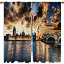 Beautiful View Of Westminster By Night Window Curtains 60591966