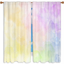 Beautiful Watercolor Rainbow Pattern Illustration Watercolour Texture Pastel Tone Window Curtains 140847860