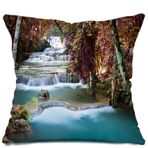 Beautiful Waterfall In Deep Forest Pillows 62735068