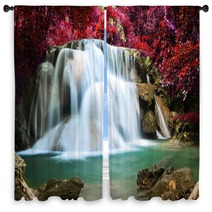 Beautiful Waterfall In Deep Forest Window Curtains 62734924
