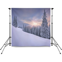 Beautiful Winter Landscape In The Mountains. Sunset Backdrops 57791345