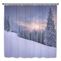 Beautiful Winter Landscape In The Mountains. Sunset Bath Decor 57791345