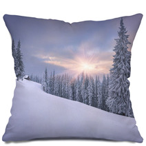 Beautiful Winter Landscape In The Mountains. Sunset Pillows 57791345