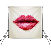 Beautiful Woman Lips Formed By Abstract Triangles Backdrops 60306235