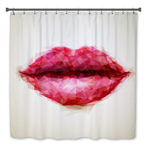 Beautiful Woman Lips Formed By Abstract Triangles Bath Decor 60306235