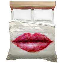 Beautiful Woman Lips Formed By Abstract Triangles Bedding 60306235