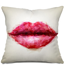 Beautiful Woman Lips Formed By Abstract Triangles Pillows 60306235