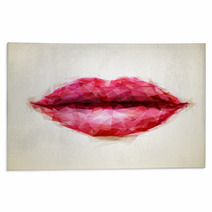 Beautiful Woman Lips Formed By Abstract Triangles Rugs 60306235