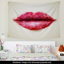Beautiful Woman Lips Formed By Abstract Triangles Wall Art 60306235