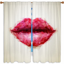 Beautiful Woman Lips Formed By Abstract Triangles Window Curtains 60306235