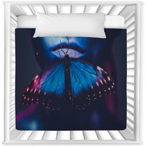 Beautiful Woman With Blue Hair And Butterfly Nursery Decor 289494166