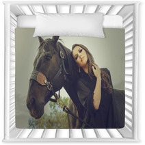 Beautiful Young Woman And Her Horse Nursery Decor 70304349