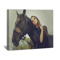 Beautiful Young Woman And Her Horse Wall Art 70304349