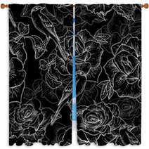 BeautifulSeamless Rose Background With Birds Window Curtains 57703407
