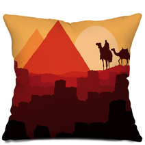 Bedouin Camel Caravan In Wild Africa Pillows 33966235