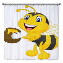 Bee Cartoon Holding Honey Bucket Bath Decor 63173202