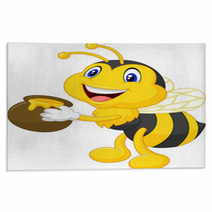 Bee Cartoon Holding Honey Bucket Rugs 63173202