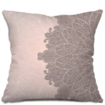 Beige And Pink Ornamental Background With Place For Text Pillows 47727360