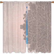 Beige And Pink Ornamental Background With Place For Text Window Curtains 47727360