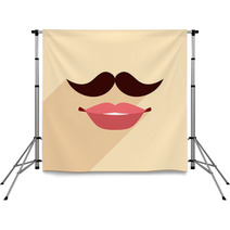 Beige Background With Hipster Mustache Design Backdrops 68128023
