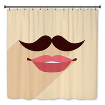 Beige Background With Hipster Mustache Design Bath Decor 68128023