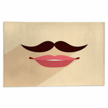 Beige Background With Hipster Mustache Design Rugs 68128023