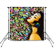 Bella Ragazza Bacio-Girl's Kiss-Colorful Pop Art Design Backdrops 41817371