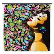 Bella Ragazza Bacio-Girl's Kiss-Colorful Pop Art Design Bath Decor 41817371
