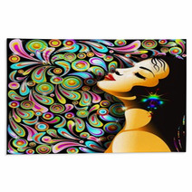 Bella Ragazza Bacio-Girl's Kiss-Colorful Pop Art Design Rugs 41817371