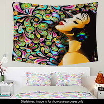 Bella Ragazza Bacio-Girl's Kiss-Colorful Pop Art Design Wall Art 41817371