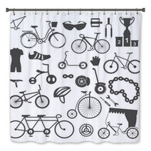 Bicycle Icon Set Bike Types Vector Illustration Flat Design Bath Decor 112477327