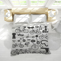 Bicycle Icon Set Bike Types Vector Illustration Flat Design Bedding 112477327