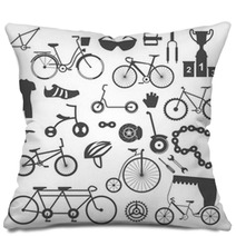 Bicycle Icon Set Bike Types Vector Illustration Flat Design Pillows 112477327