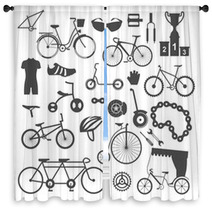 Bicycle Icon Set Bike Types Vector Illustration Flat Design Window Curtains 112477327