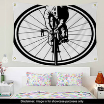 Bicycle Racer In Wheel Wall Art 90934315