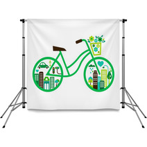 Bicycle With Green City - Vector Backdrops 42137358