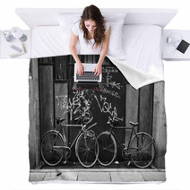 Bicycles B&W Image Blankets 50827432