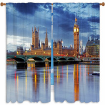 Big Ben And Houses Of Parliament In London Window Curtains 62913588