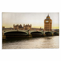 Big Ben Clock Tower And Parliament House At City Of Westminster, Rugs 51382984