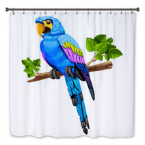 Big Blue Parrot On A Branch Bath Decor 61989367