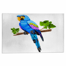 Big Blue Parrot On A Branch Rugs 61989367