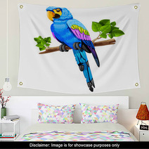 Big Blue Parrot On A Branch Wall Art 61989367