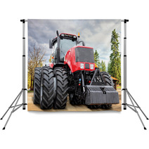 Big Red Tractor On Farm Backdrops 64276437